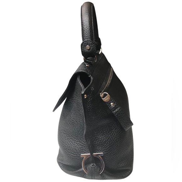 Salvatore Ferragamo Black Pebbled Leather Sofia Bag Silver tone hardware - Picture 4 of 16